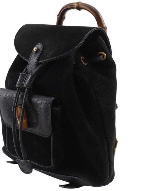 GUCCI Bamboo Backpack Daypack Old Gucci black Suede Women main image 10